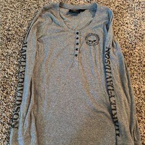Harley-Davidson Gray Long Sleeve Women's Blouse